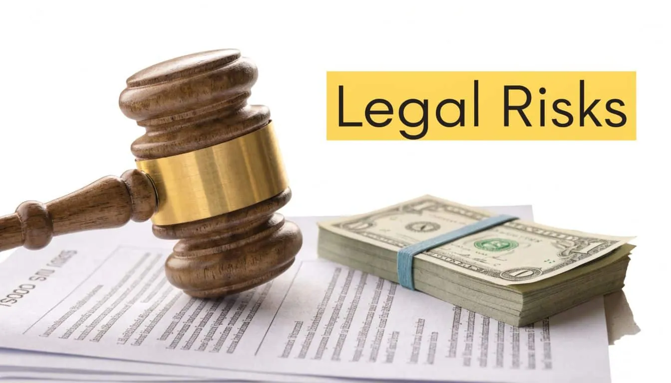 A wooden judge gavel resting on legal documents next to a stack of one-dollar bills.