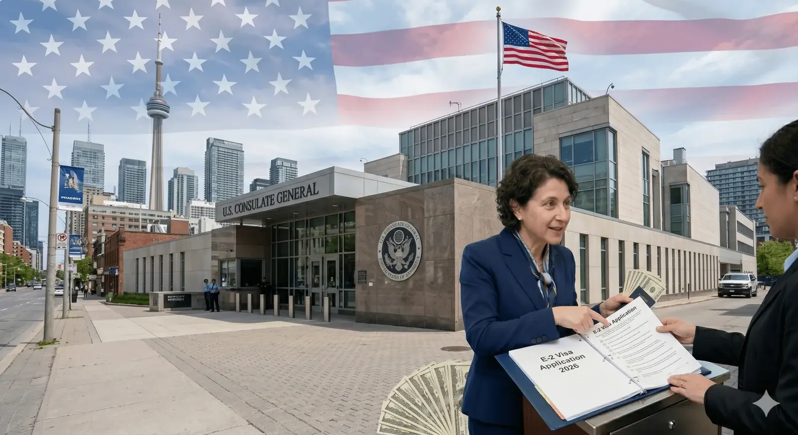 Canadian investor preparing E-2 visa application at Toronto consulate 2026