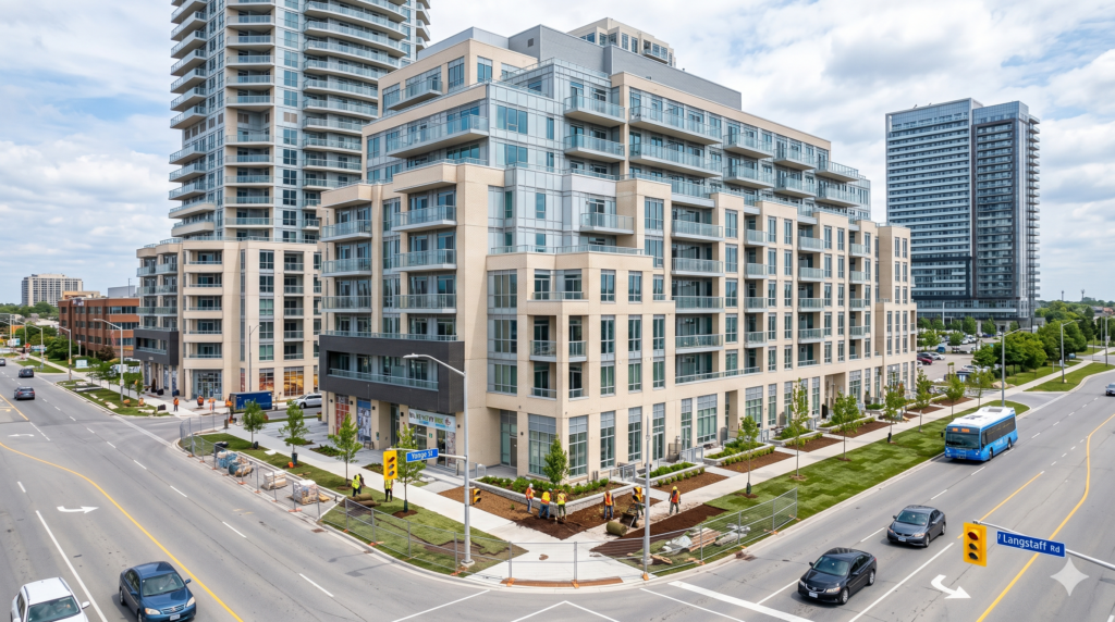 Newly completed condominium building in Richmond Hill near Yonge and Highway 7