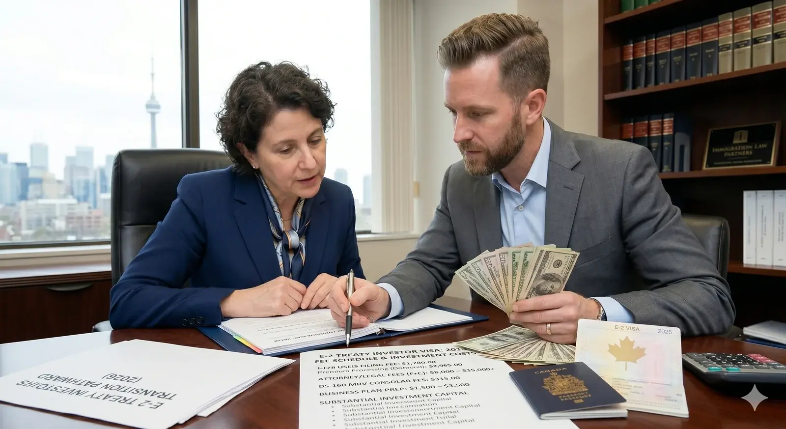 E-2 visa attorney advising client on green card transition 2026