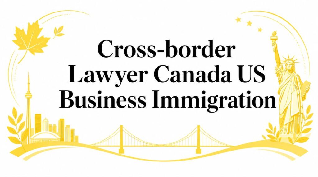 image-4 - Mayo Law - Mayo Law Cross-border immigration law banner for Canada/U.S. services with Statue of Liberty, skyline and bridge in gold.