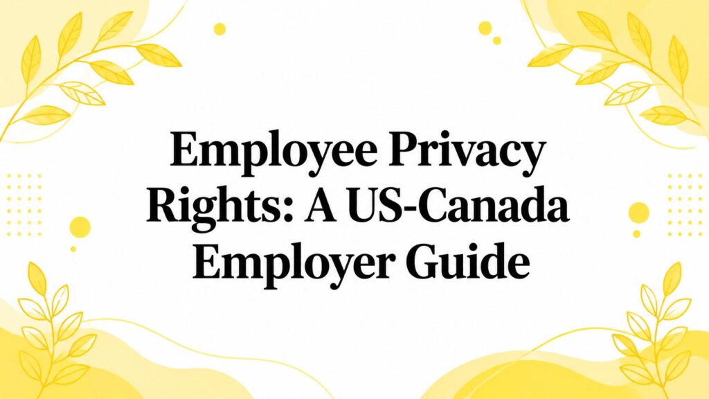 Banner: 'Employee Privacy Rights: A US-Canada Employer Guide' with yellow botanical border.